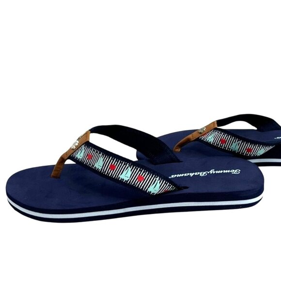 Tommy Bahama Womens Miramar Flip Flops Size 9 US Navy Blue Sailboat & Heart - Picture 8 of 8